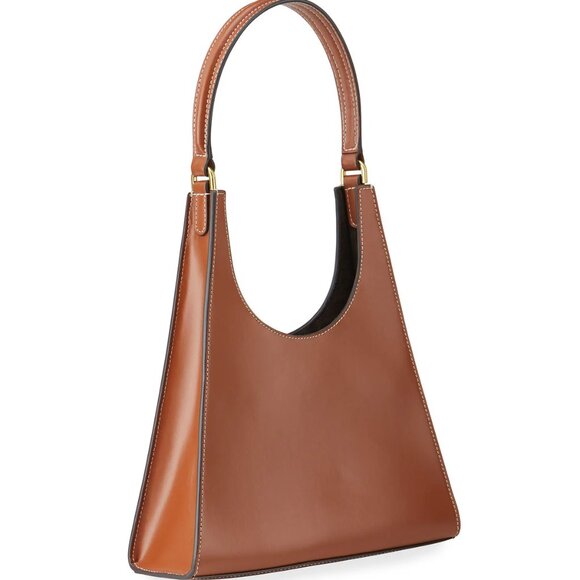 Staud Rey Tan Leather Structured Shoulder Bag - Picture 3 of 8